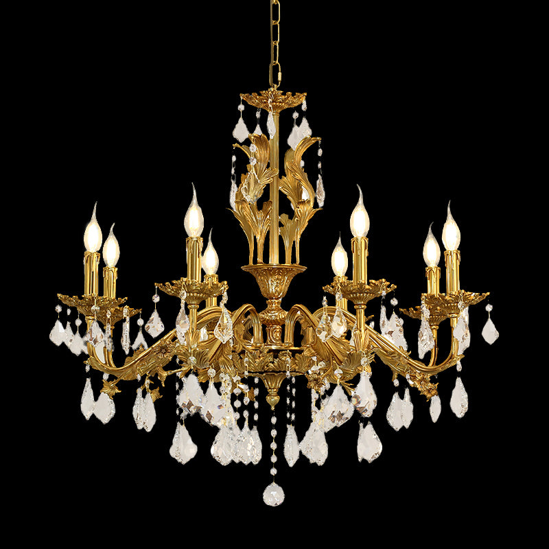 Neoclassical Brass Chandelier - Jewellery Top Lighting