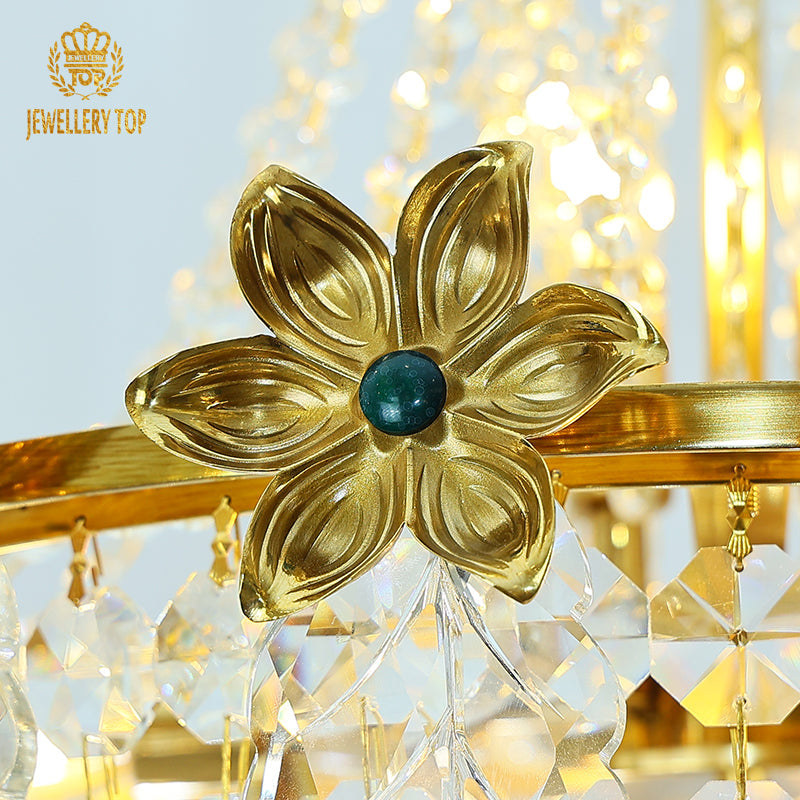 Elegant empire chandelier style with lavish crystal adornments