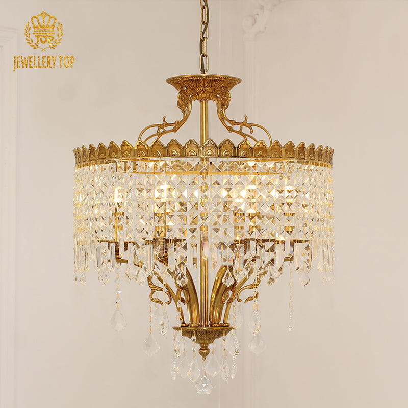 Front view of the Parisian Splendor French Crystal Pendant Lamp
