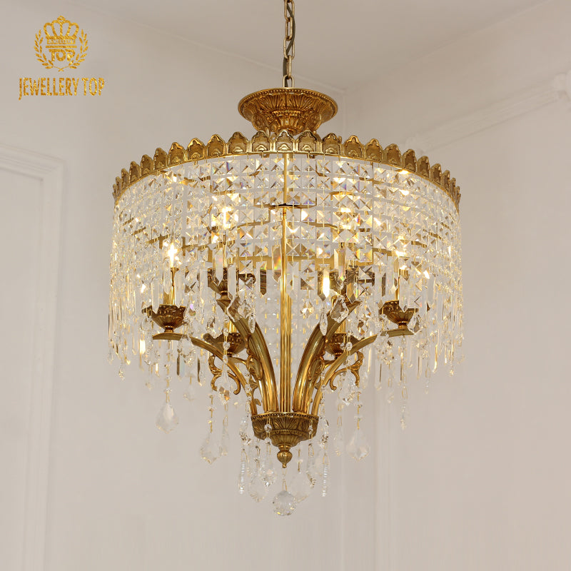 Artistic angle of the Parisian Splendor French Crystal Pendant Lamp in ambient light
