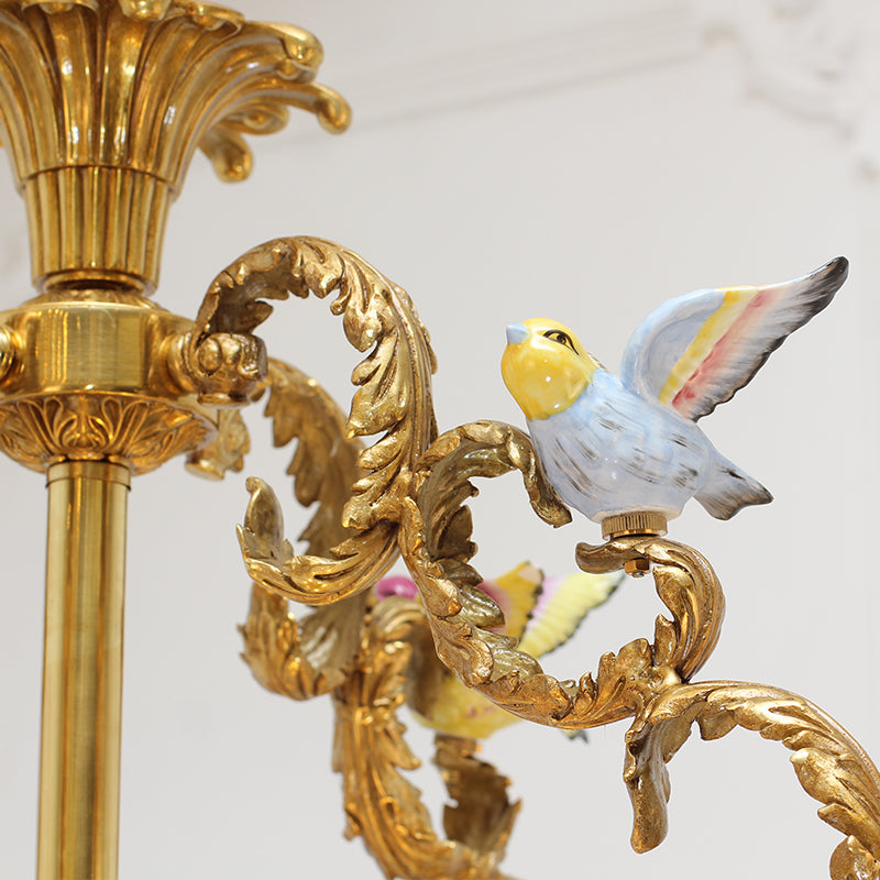 Close-up of the Victorian Reverie Pendant Lamp’s brass and crystal details