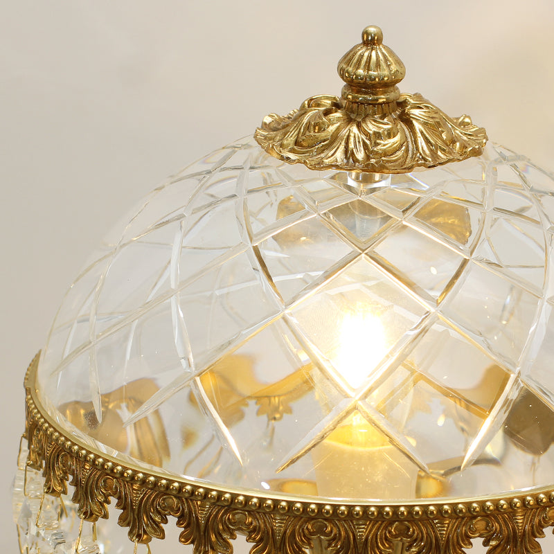 Detailed brass crown on Venetian Dreams Glass Table Lamp