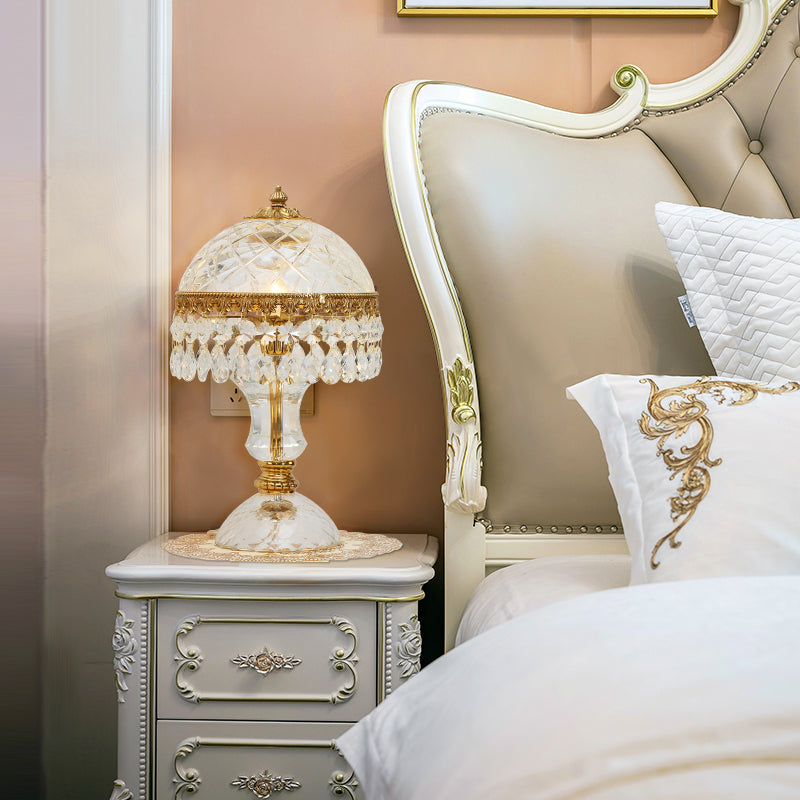 Crystal and brass detailing on Venetian Dreams Glass Table Lamp