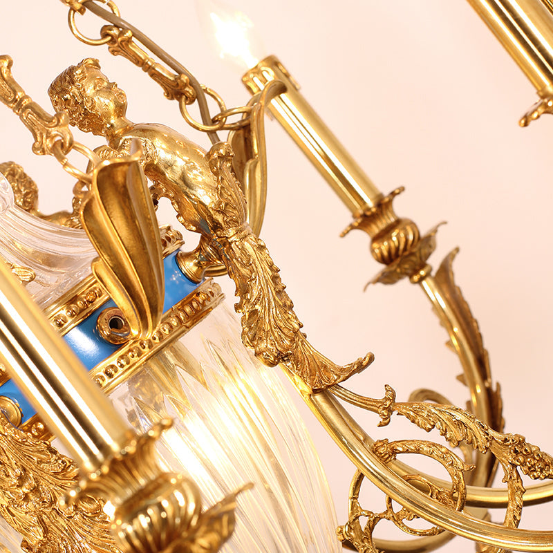 Close-up of baroque-style detailing and vintage floral motifs in brass
