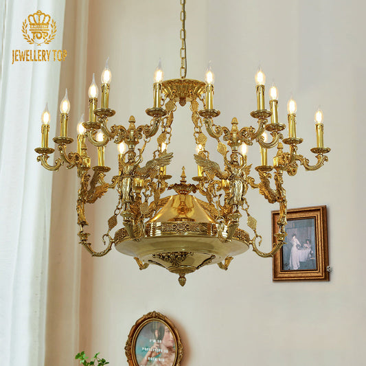 Vespera Imperial Vintage Brass Chandelier 18 Lights - Jewellery Top Lighting