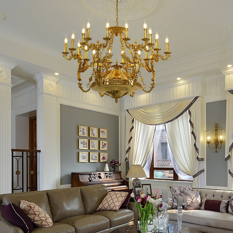 Elegant lighting effect of the Vespera Imperial vintage brass chandelier