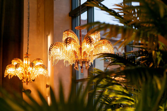 Victorian Palm Chandelier: Combining Brass, Crystal & Nature