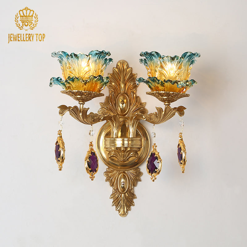 european art decorative brass wall lamp