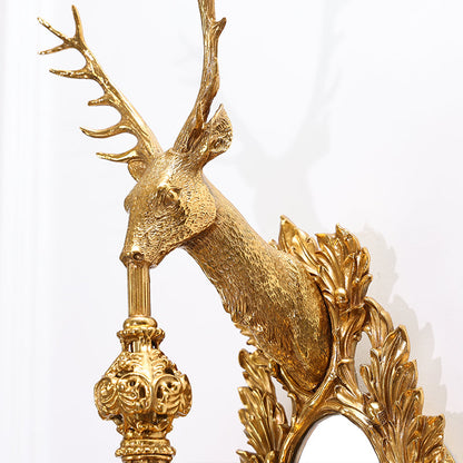 Brass Deer Wall Sconce With Mirror