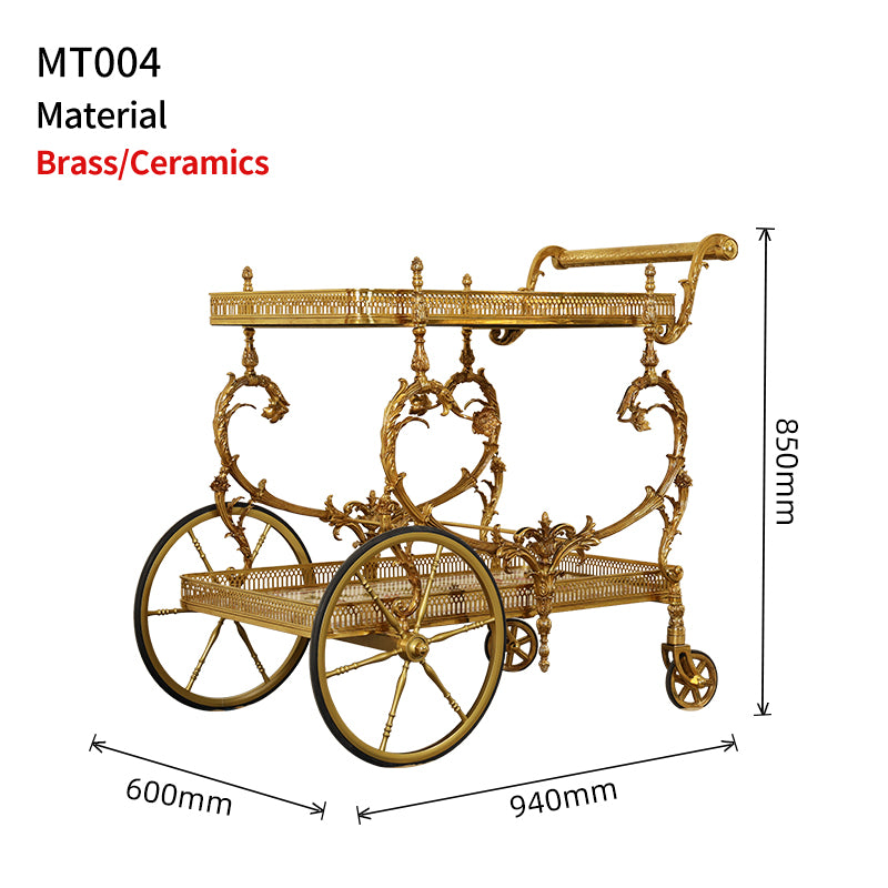 Baroque Porcelain Brass&Porcelain Trolley