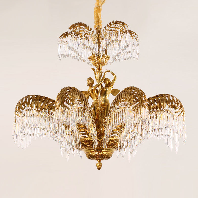 Palm Elf Brass Chandelier