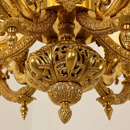 French Brass Chandelier with bud shade