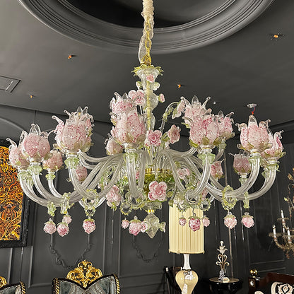 Handmade Glass Floral Chandelier 15/18 lamps