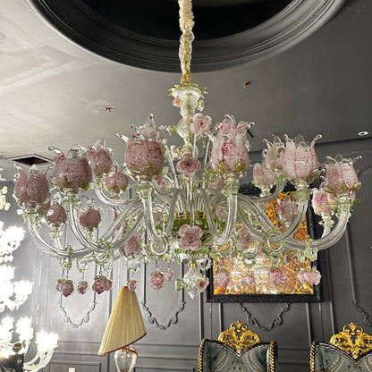 Handmade Glass Floral Chandelier 15/18 lamps