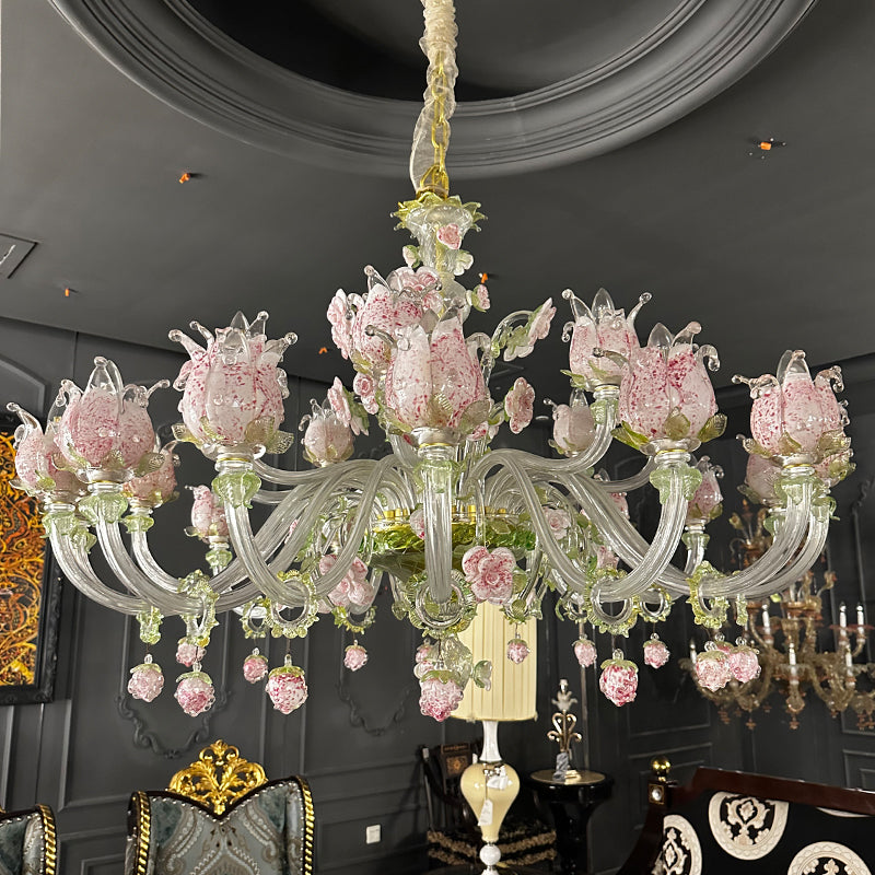 Handmade Glass Floral Chandelier 15/18 lamps