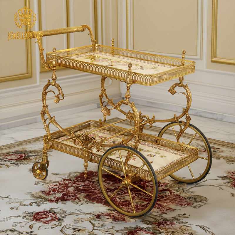 Baroque Porcelain Brass&Porcelain Trolley