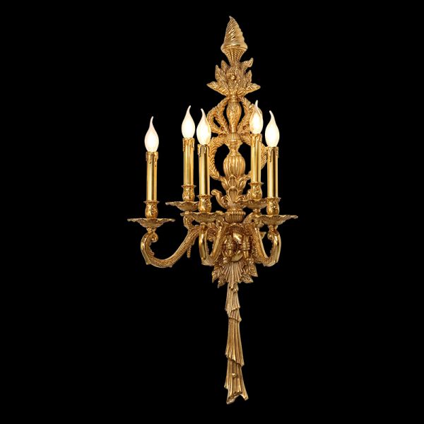 5 lights big size brass wall lamp