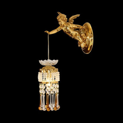 French Brass Angel Wall Lamp