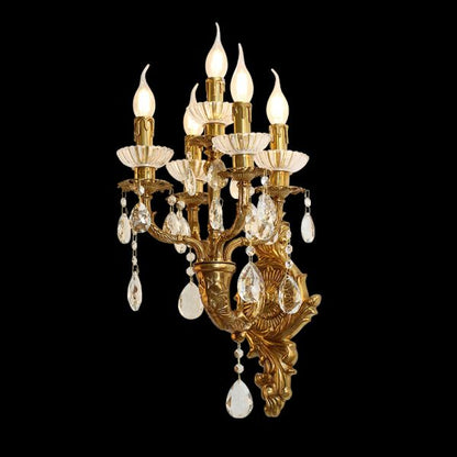 crystal decorative candle brass wall lamp