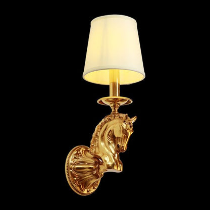 French Brass Horse Head Wall Lamp