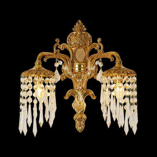 French Crystal Decorative Brass Wall Lamp