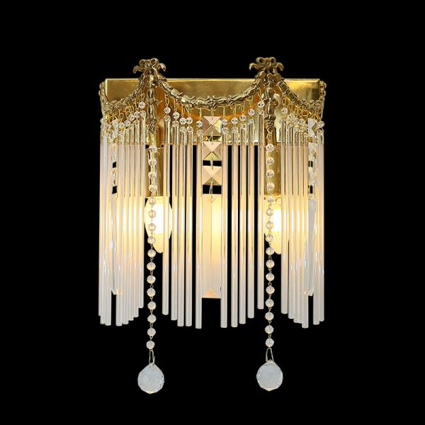 French Brass Crystal Wall Lamp