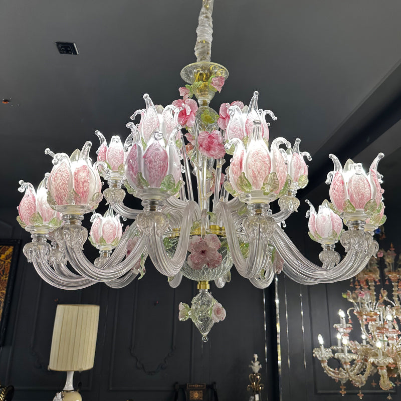 Handmade Glass Floral Chandelier 15/18 lamps