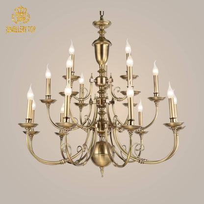 Elegant Georgian chandelier with brass arms and candle-style lighting.