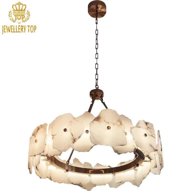 Vesper’s Luminance Alabaster Chandelier with soft diffused glow