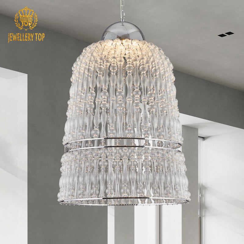 Bird Cage Blown Glass Chandelier