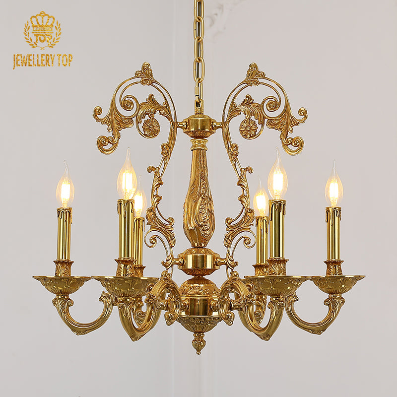 hand carving brass candle chandelier