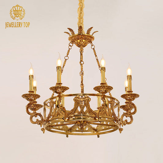 2.7' Brass Wheel Chandelier - Jewellery Top Lighting