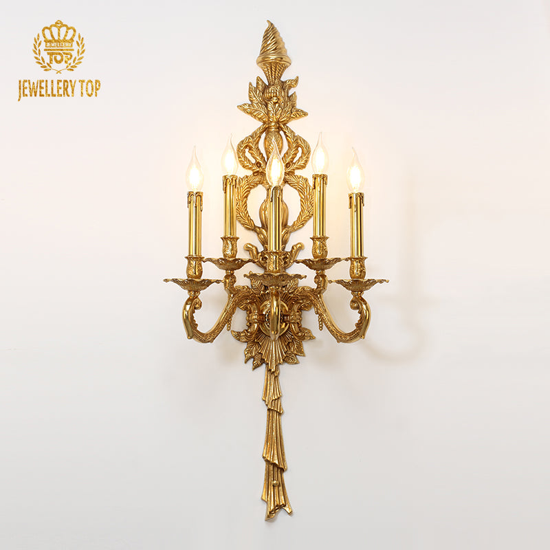 5 lights big size brass wall lamp