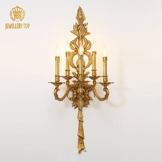 5 lights big size brass wall lamp