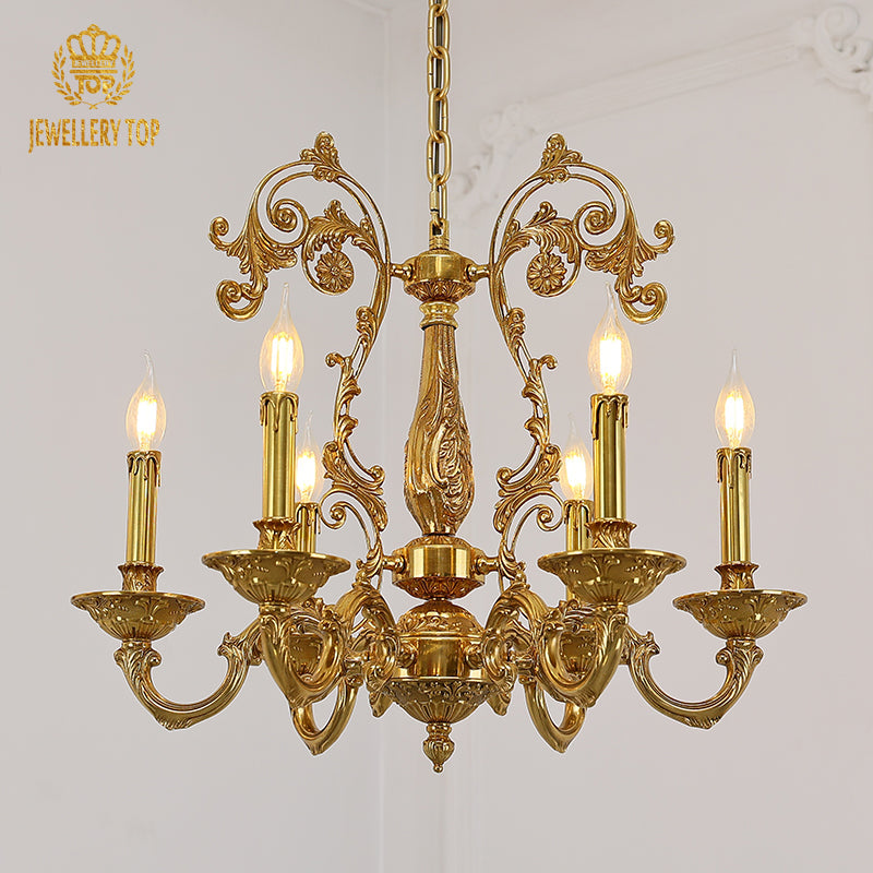 hand carving brass candle chandelier