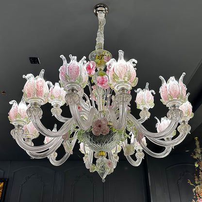 Handmade Glass Floral Chandelier 15/18 lamps