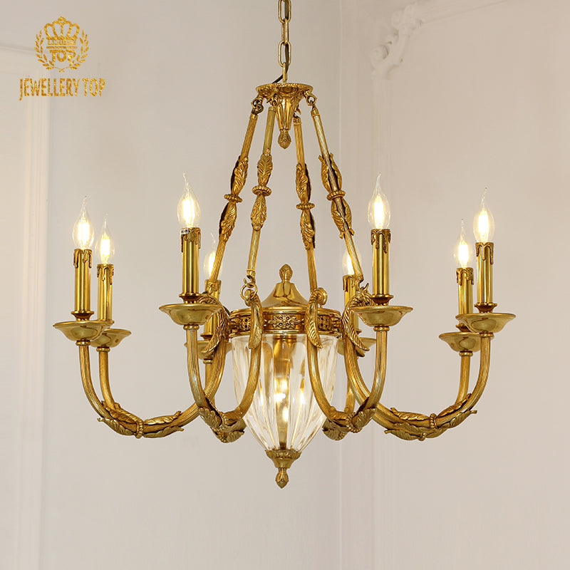 crystal base brass chandelier