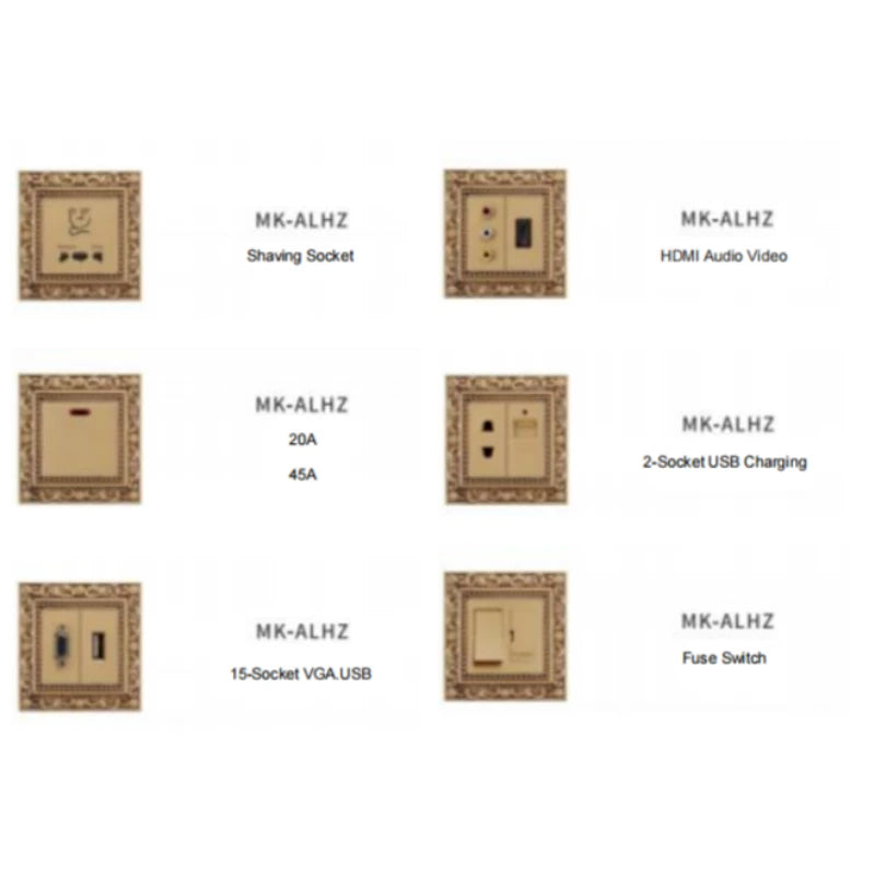 Brass electrical outlet combo with USB charging and indicator light