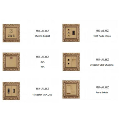 Brass electrical outlet combo with USB charging and indicator light