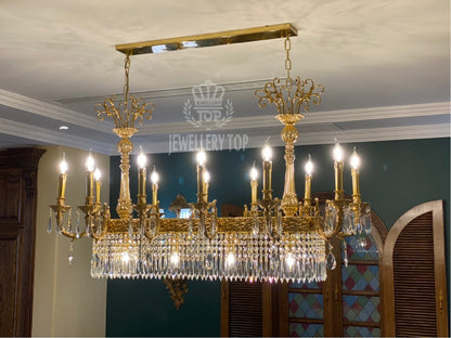 Dining Rectangle Brass Antique Chandelier