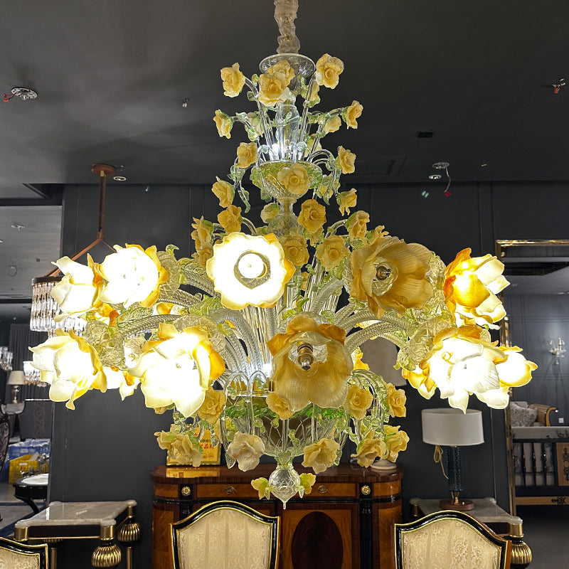 Murano Floral Glass Chandelier