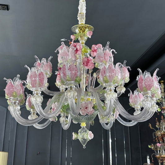 Handmade Glass Floral Chandelier 15/18 lamps