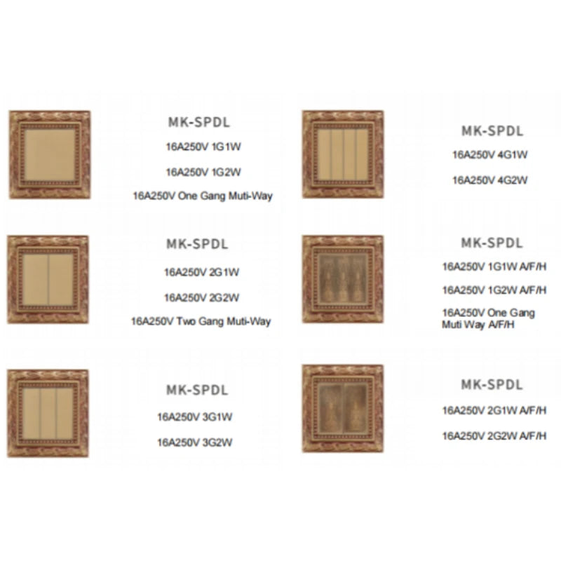 Capacitive touch brass wall switch with LED indicator for modern homes