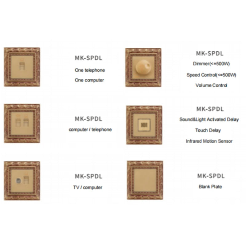 Capacitive touch brass wall switch with LED indicator for modern homes