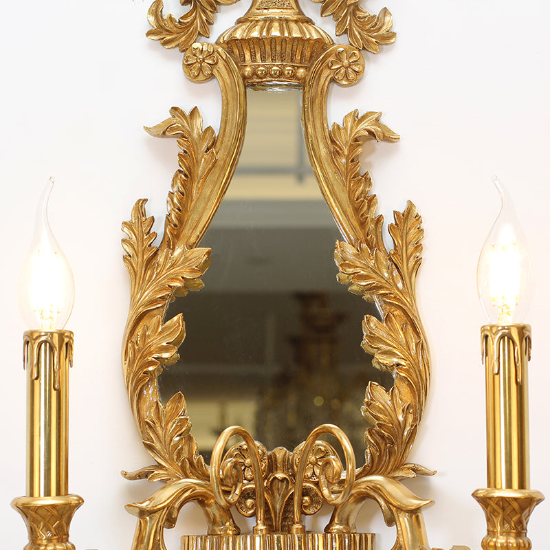 brass wall lamp wih mirror