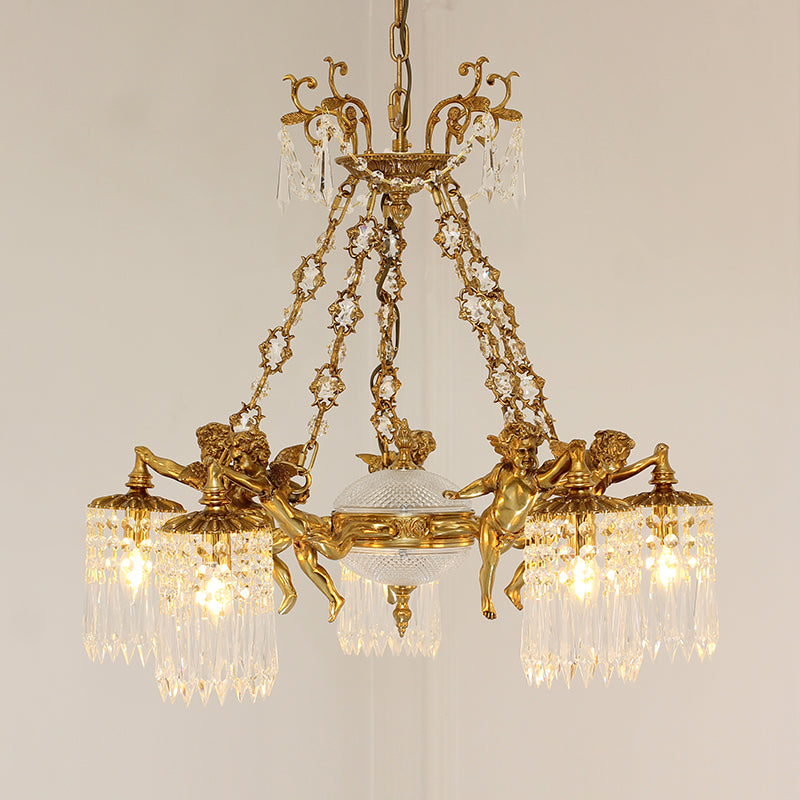 French Brass Cherub Chandelier