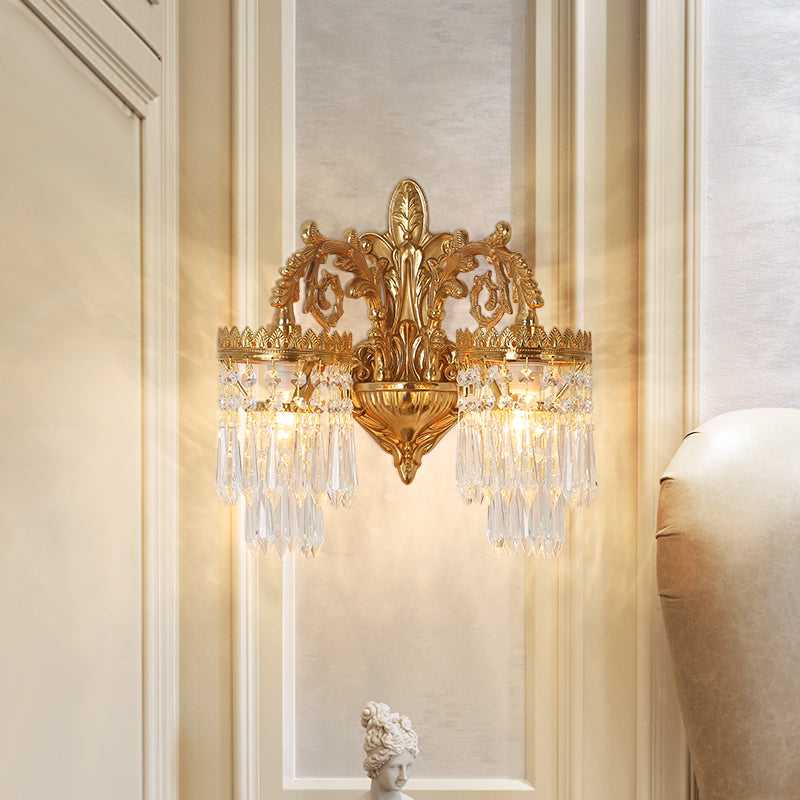 Indoor luxury decorative brass crystal wall sconce