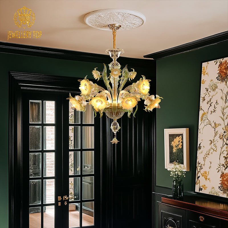 Murano Floral Glass Chandelier