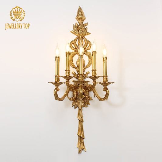 5 lights big size brass wall lamp