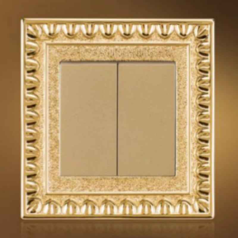 Brass wiring device with carved border and dual USB charging socket